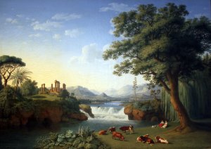 Ideális táj a Juno templommal Agrigentóban